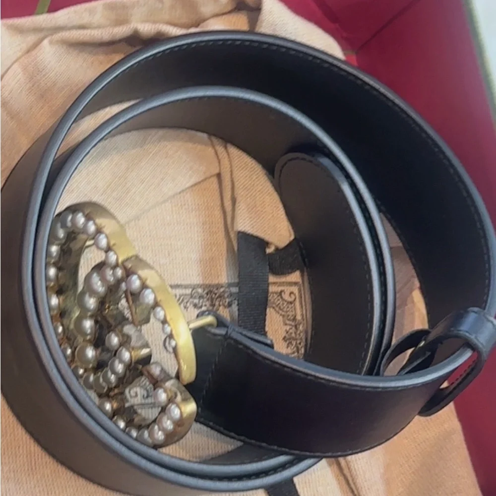 Gucci Marmont Faux Pearl Accents Belt - Picture 4 of 8